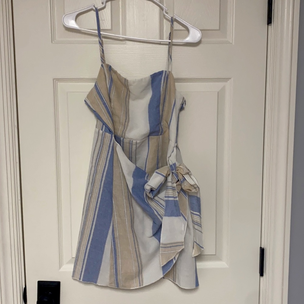 blue, cream, beige dress from hello molly